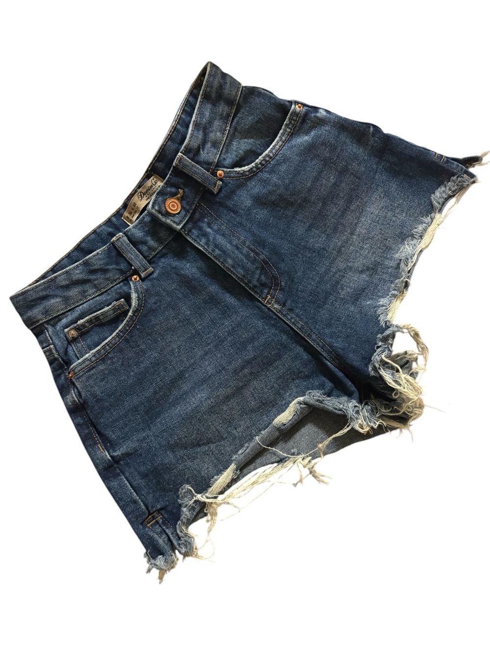 Denim Co Dark Wash Distressed High-Rise Denim Shorts cheeky 100% cotton size 4